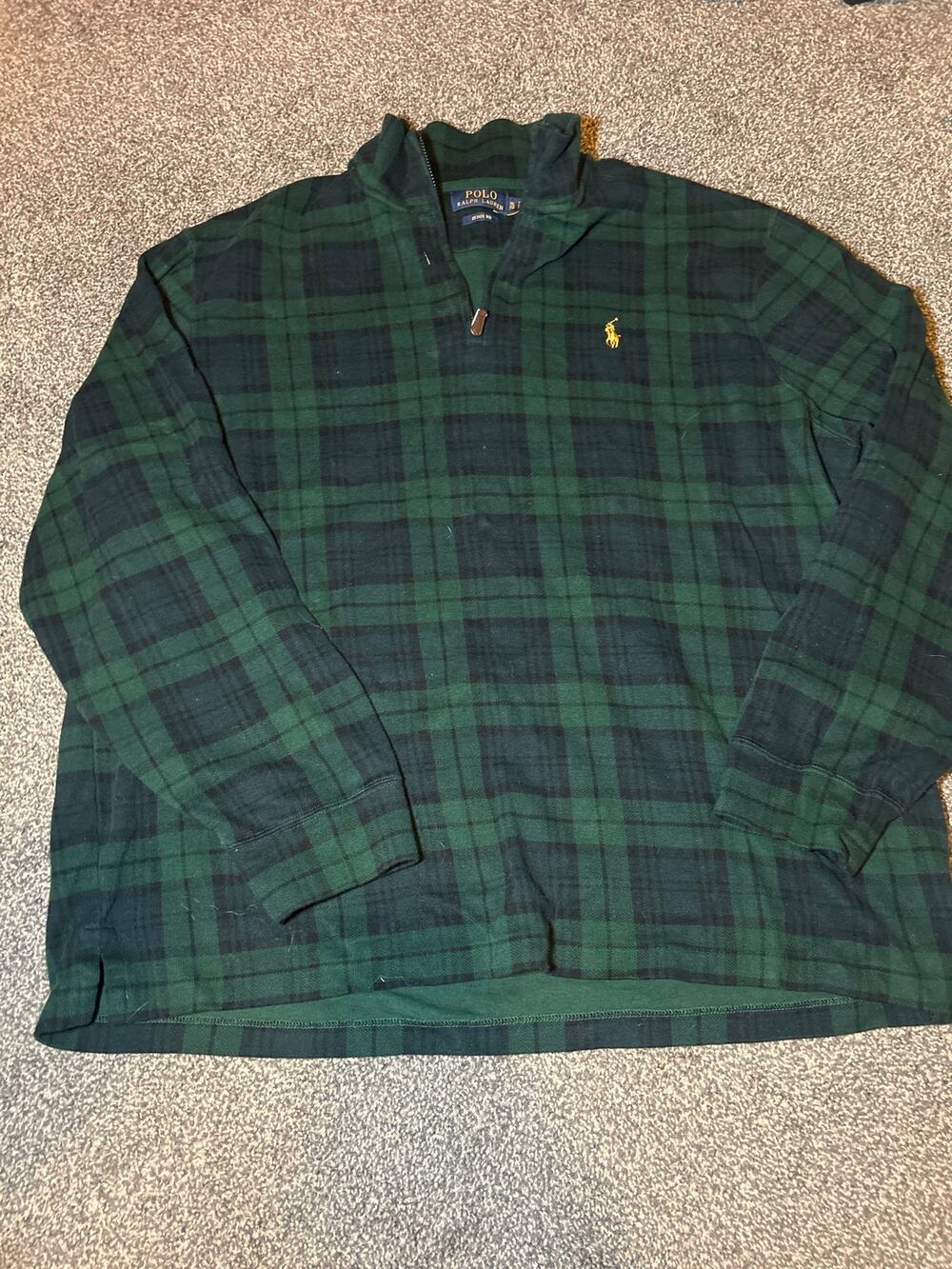Polo Ralph Lauren Plaid Estate Rib Quarter Zip Pullover Mens xl Green